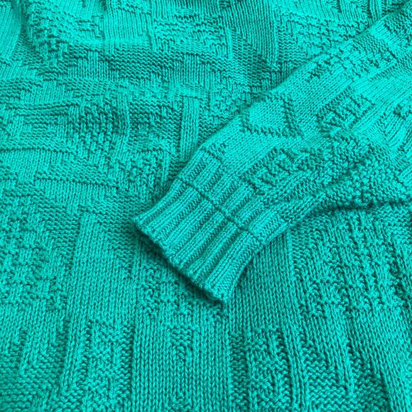 Vtg Lake Harmony USA Knit Sweater Sz M Textured Teal Southwestern Preppy - Picture 9 of 10